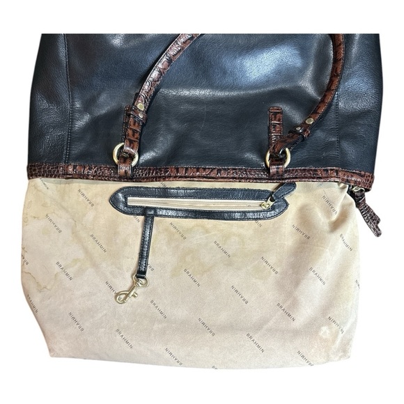 Brahmin Arno Tuscan Black and Brown Leather Satchel Shoulder Bag Purse - Vintage - Picture 9 of 9